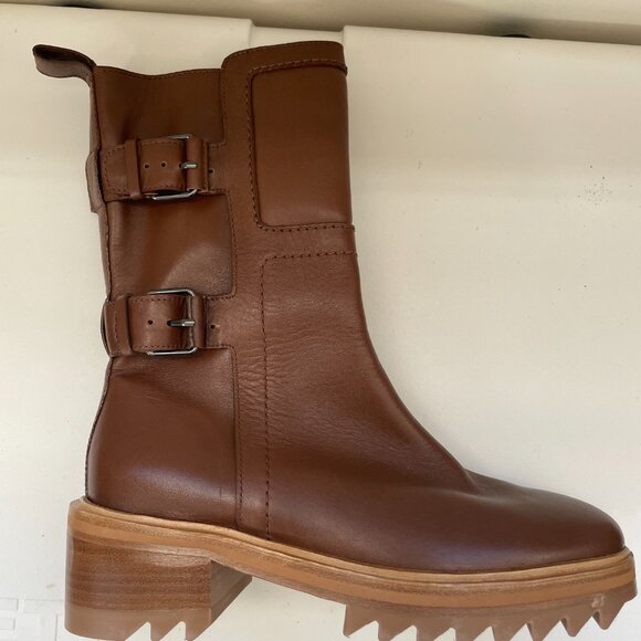 Tamara Mellon Brown Leather Moto Boot Size 36.5 EU - Picture 8 of 12